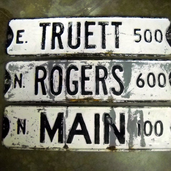 Vintage Street Sign Black and White Road Sign Double Sided Main Rogers Truett