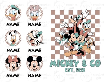 Aangepaste muis en vrienden png-bundel, retro geruite muis png, Magic Kingdom png, gezinsvakantie, cartoon familie-uitje 2025 bijpassend shirt
