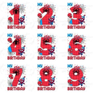 Custom Superhero 1-9 Birthday Boy Png, Family Birthday Spider Png, Superhero Birthday Png, Spidey Birthday, Hero Birthday Png, Digital File