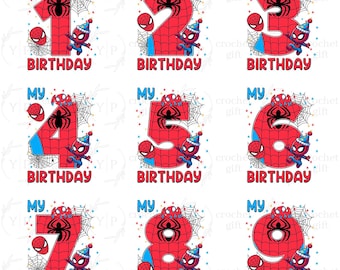 Custom Superhero 1-9 Birthday Boy Png, Family Birthday Spider Png, Superhero Birthday Png, Spidey Birthday, Hero Birthday Png, Digital File