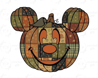 Halloween Mouse Pumpkin Png, Halloween Mouse Png, Floral Patchwork Pumpkin Mouse Head Png, Halloween Pumpkin Png, Halloween Png, Fall Png