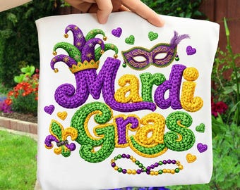 Faux Yarn Mardi Gras Png, Latch Hook Crochet Mardi Gras Png, Preppy Mardi Gras Png, Louisiana Festival Png, Mardi Gras Png, Fleur De Lis png