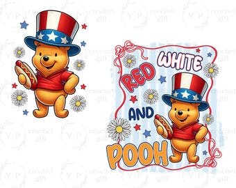 Cartoon 4th of July Png, Red White And Honey Bear Png, Fourth of July Png, Patriotic Png, Memorial Day Png, 4th of July Png,Independence Day