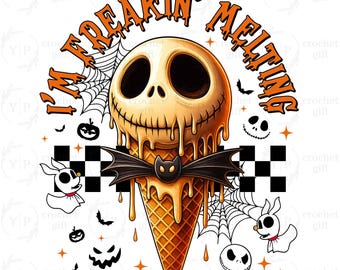 Funny Freaking Melting Summer Halloween Png, Halloween Ice Cream Png, Summer Halloween Png, Horror Characters Png, Halloween Summerween Png
