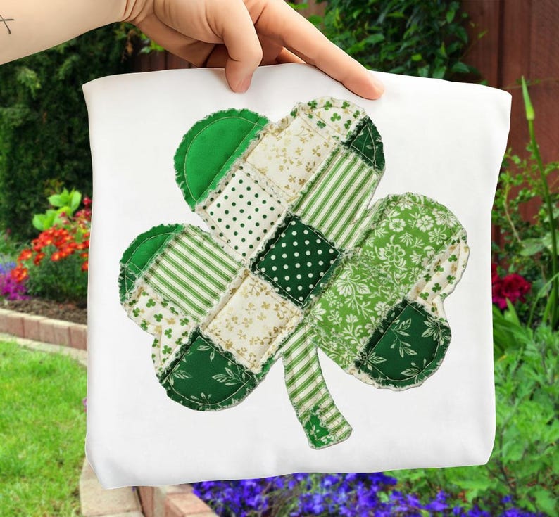 Patchwork Clover PNG, Quilted Lucky Shamrock Png, Patchwork St Patrick ...