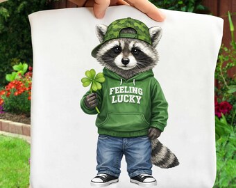 St Patrick's Day Raccoon PNG, Shamrock Png, Raccoon Patrick Png, Funny St Patricks Png, St Patrick's Day Png, Clover Png Design,Digital File