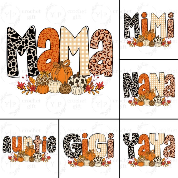 Fall Mama Png Bundle, Leopard Fall Mama Pumpkin Png, Mama/Auntie/Gigi Fall Vibes Png, Fall Mom PNG, Retro Fall Mama Png, Pumpkin Season Png