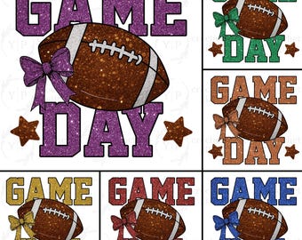 Football Game Day Png Bundle, Glitter Football Png, Game Day Png, Preppy Football Png, Football Mom Png, Touchdown Season Png, Football Bow