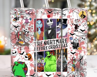 Kubek termiczny Halloween Nightmare 20 uncji, Kubek termiczny Horror Characters 20 uncji PNG, Papier do pakowania Halloween 20 uncji, Prosty i zwężany papier do pakowania 20 uncji
