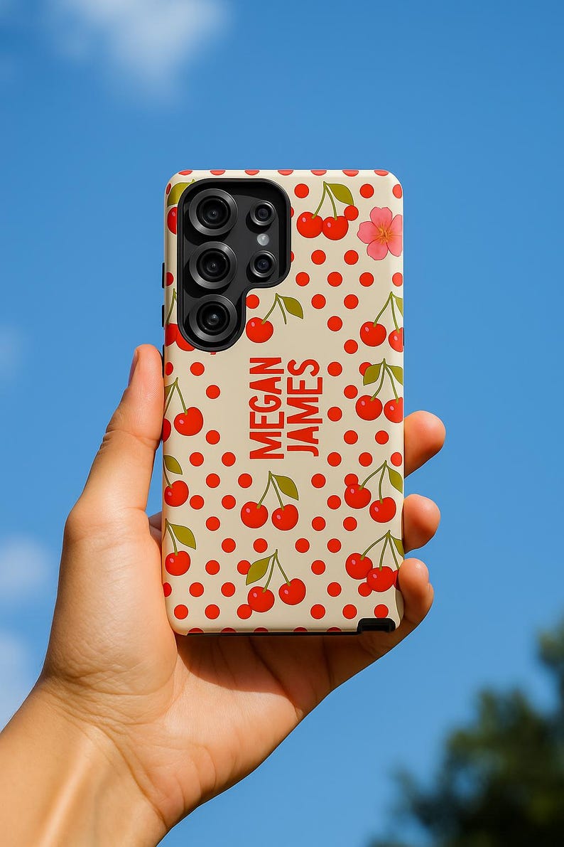 Personalized Cherry Polka Dot Phone Case| Tough Phone Case| iPhone 16-8 ...