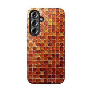 Mosaic Tile Pattern Western Phone Case| Earthy Clay Tones| Tough Phone Case| iPhone 16-8, Samsung Galaxy S25- S10