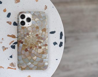 Mother of Pearl Mosaic Spiral Phone Case (Printed) | Tough Phone Case| iPhone 17- XS MAX, Samsung Galaxy S25- S20 Ultra