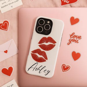 Custodia per telefono personalizzata con labbra rosse/Custodia per telefono resistente/iPhone 16-8, Samsung Galaxy S25- S10