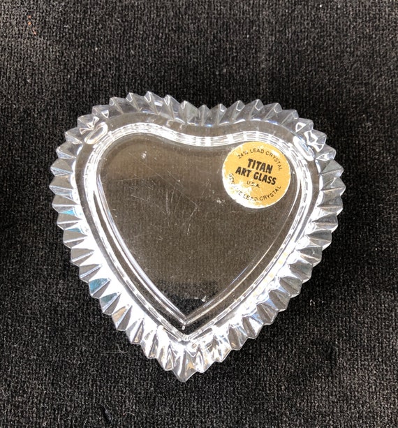Art Glass , Lead Crystal, Heart Shaped Jewelry Bo… - image 6