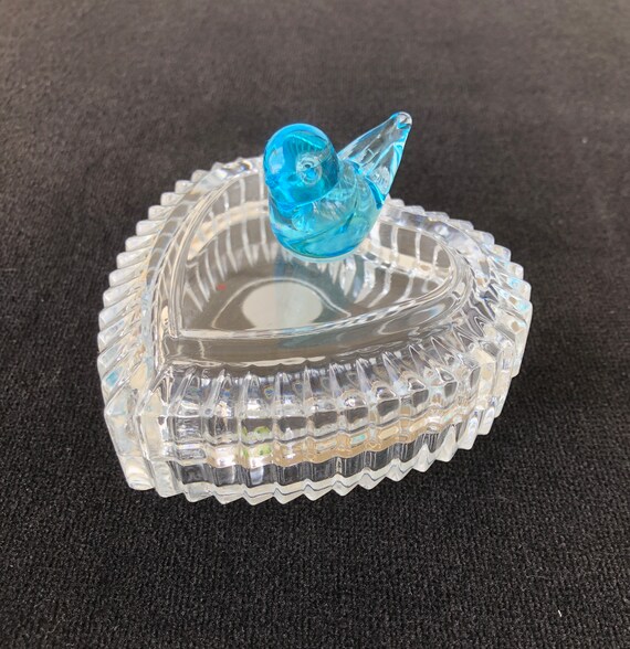 Art Glass , Lead Crystal, Heart Shaped Jewelry Bo… - image 2