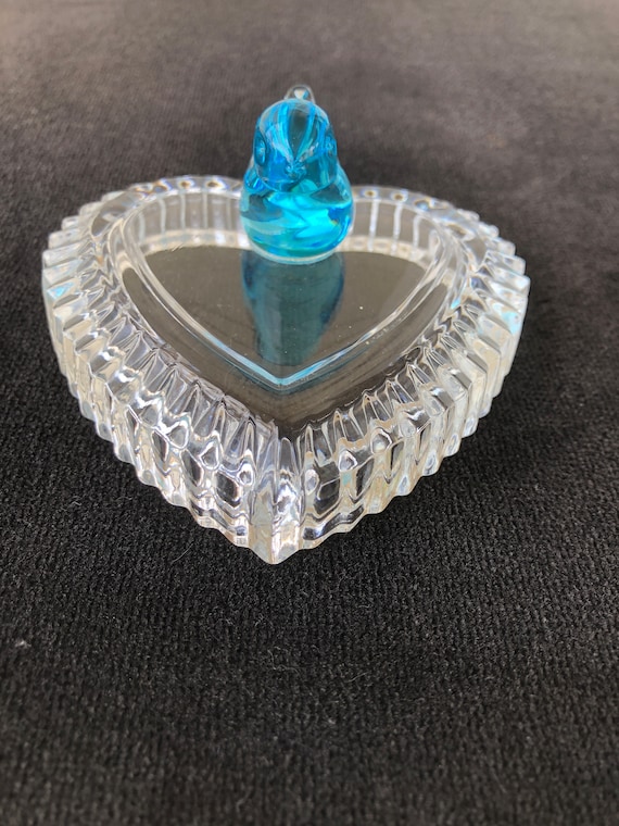 Art Glass , Lead Crystal, Heart Shaped Jewelry Bo… - image 7