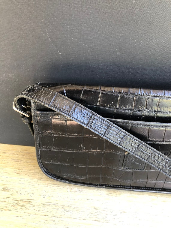 Dooney Bourke Black Vintage Croco All Leather Han… - image 4