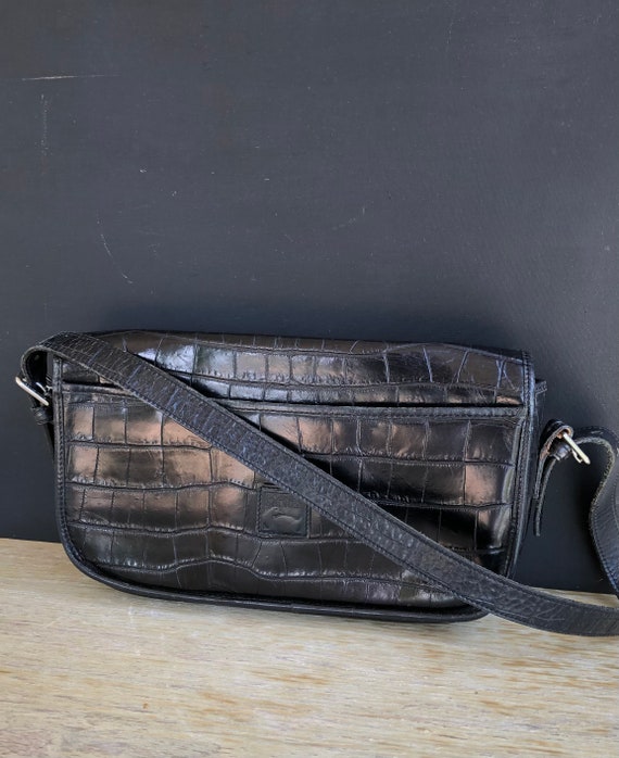 Dooney Bourke Black Vintage Croco All Leather Han… - image 3