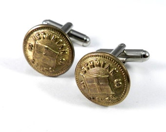 Compass Rose Mens Vintage Western Pacific Railroad Cuff Links Silver Plated