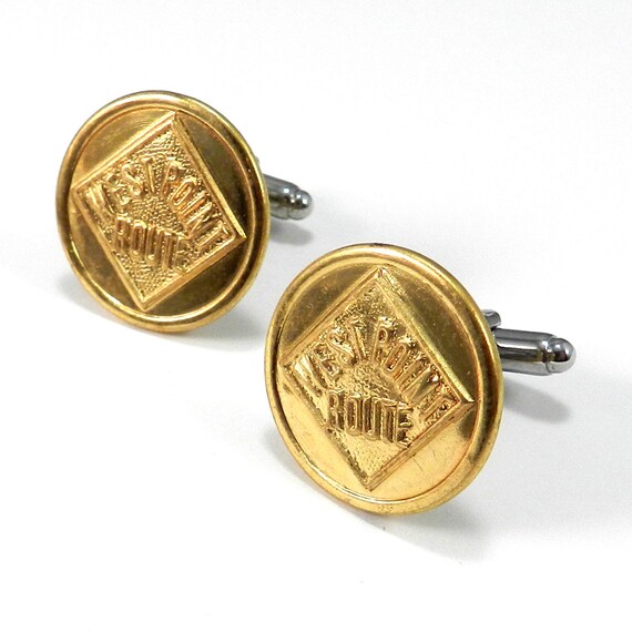 Compass Rose Mens Vintage Western Pacific Railroad Cuff Links Silver Plated