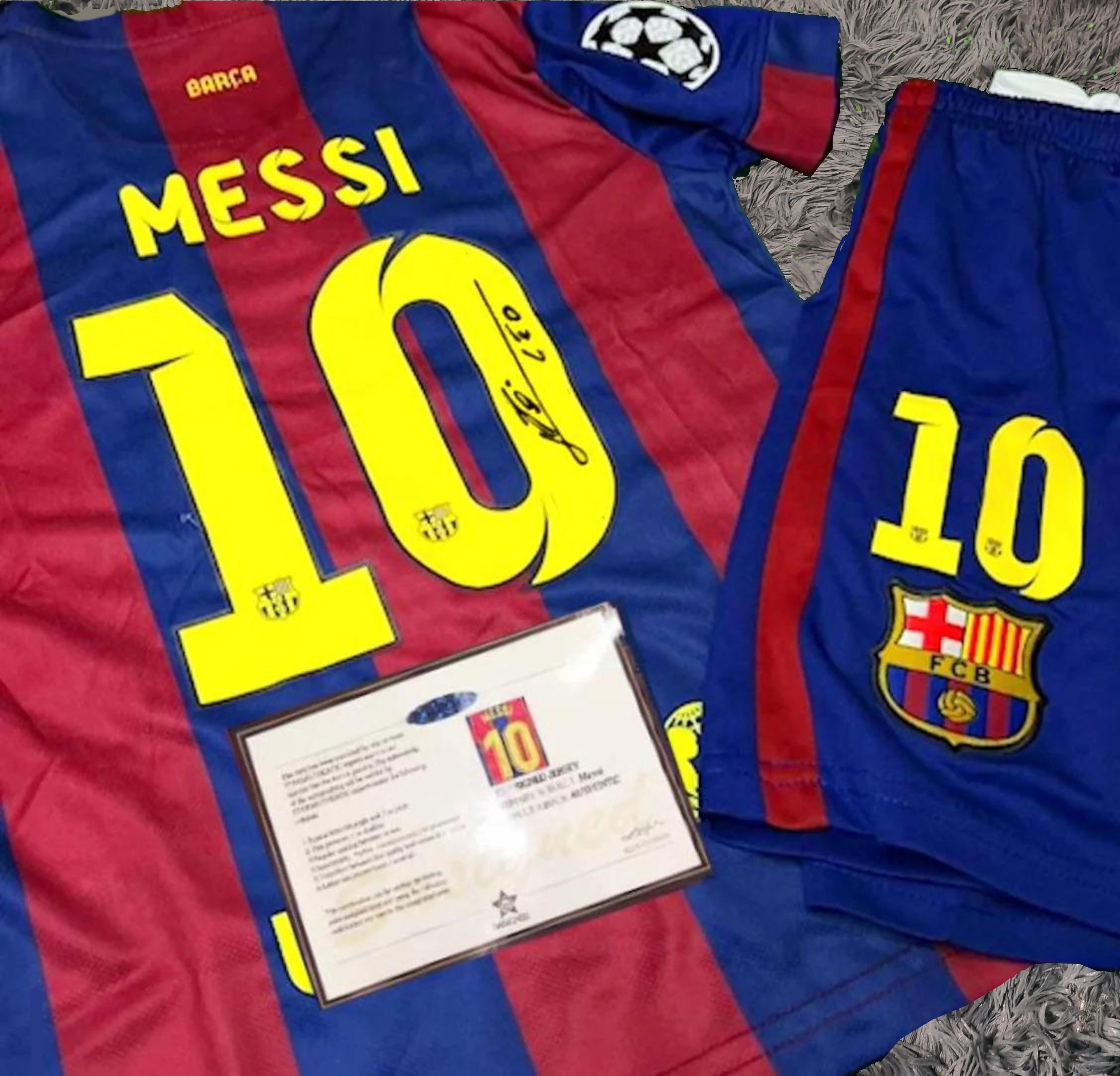 Lionel Messi SIGNED Barcelona 14/15 Home UCL Jersey/shirt - COA