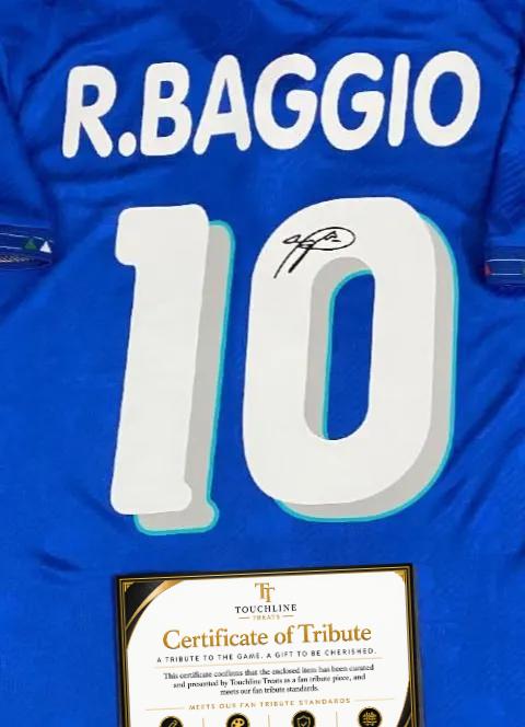 『希少　正規品』R. Baggio 10番サッカーシャツ 認証シール付直筆サイン Roberto Baggio SIGNED Italy Home WORLD Cup Jersey/shirt - COA