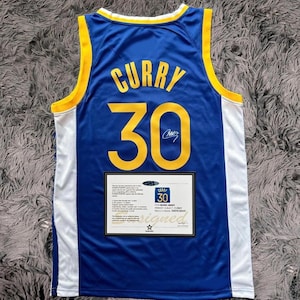 Stephen Curry SIGNED Signature Golden State Warriors Blue Home Shirt/Jersey - COA 22/23
