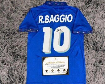 『希少　正規品』R. Baggio 10番サッカーシャツ 認証シール付直筆サイン 希少 正規品』R. Baggio 10番サッカーシャツ 認証シール付直筆サイン