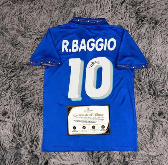 『希少　正規品』R. Baggio 10番サッカーシャツ 認証シール付直筆サイン Roberto Baggio SIGNED Italy Home WORLD Cup Jersey/shirt - COA