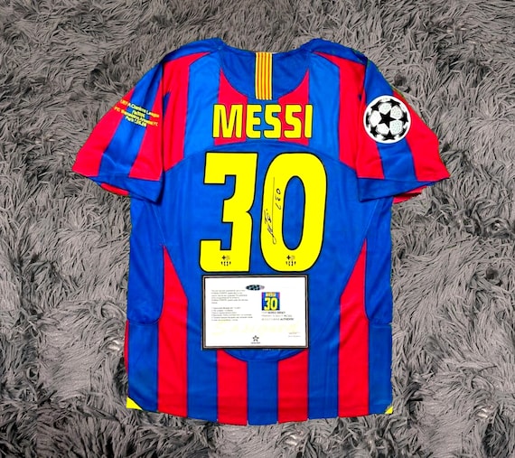 【新品】FC Barcelona Messi シャツ Lionel Messi SIGNED Barcelona 04/05 Home UCL #30 Jersey/shirt