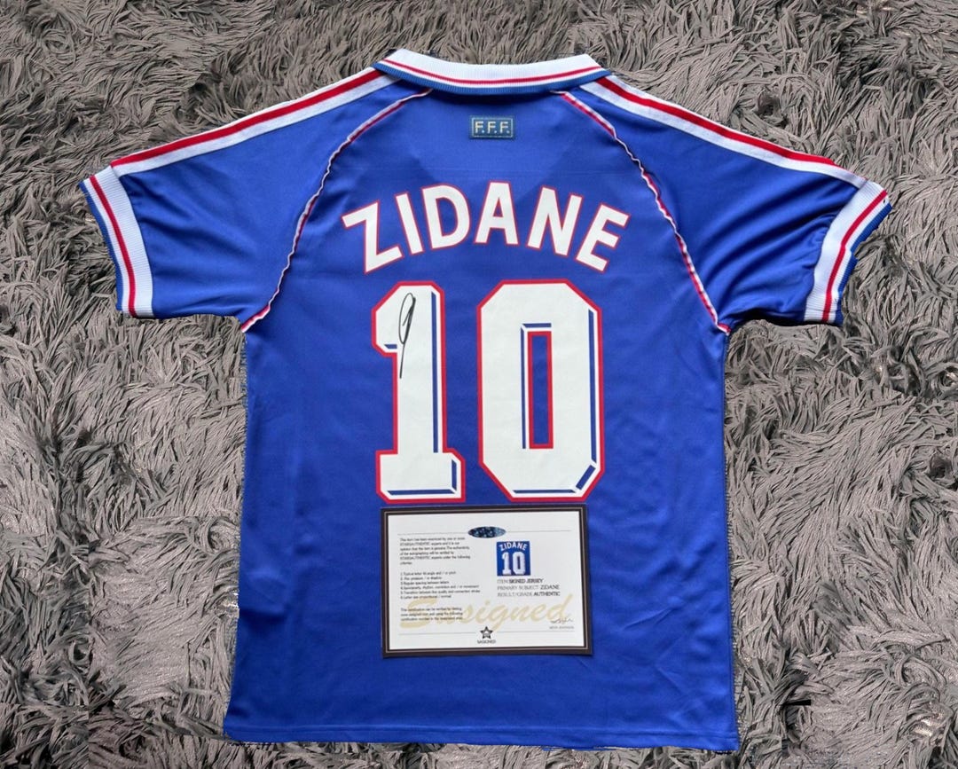 Zinedine Zidane SIGNED France 97/98 Home Jersey/shirt - COA - 1998