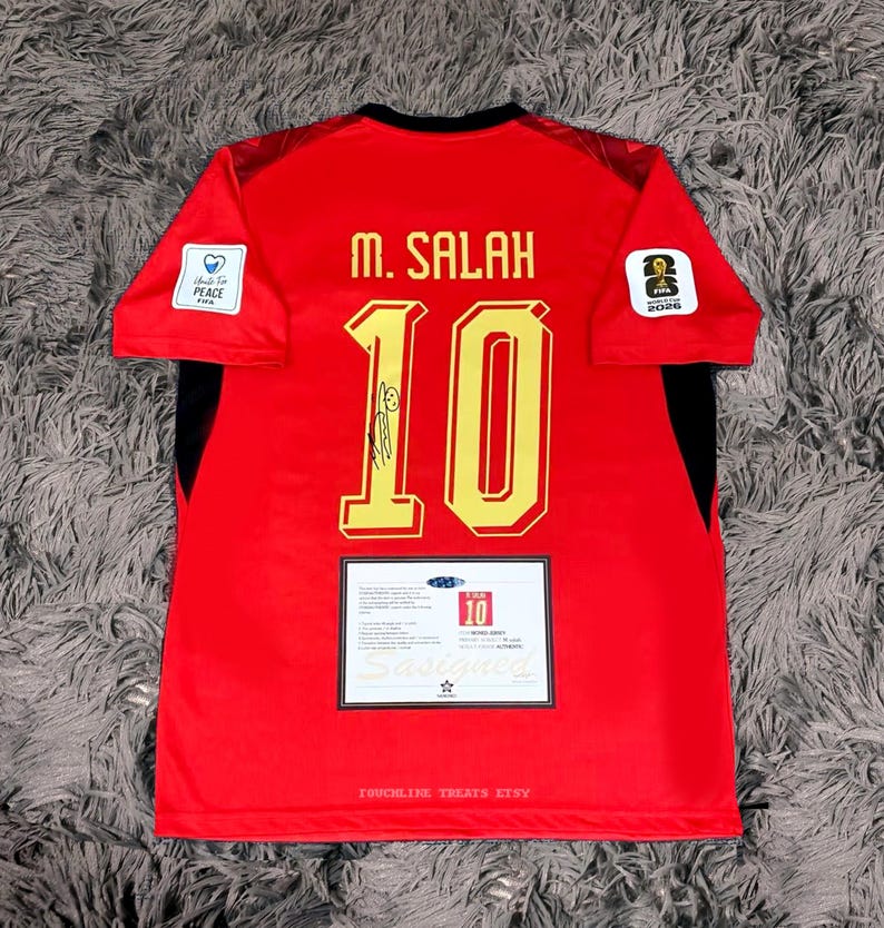 Mo Salah SIGNAD Egypten VM-hemmatröja/tröja - Äkthetsintyg - 2026 2026 WC