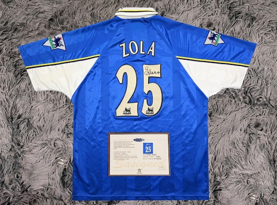 Gianfranco Zola SIGNED Chelsea Home 97/98 Home Jersey/shirt - COA
