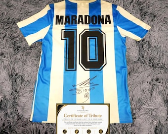 Maillot domicile Argentine 1986 signé par Diego Maradona - Certificat d'authenticité - Rétro