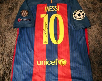 リオネル・メッシ直筆サイン入り バルセロナ 16/17 ホーム UCL