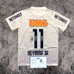 Maglia autografata di Neymar Jr Santos, kit casa 2012 - Certificato di autenticità - Stile retrò
