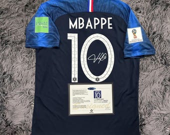 Camiseta de Kylian Mbappé firmada por Francia para el Mundial 2018 - COA