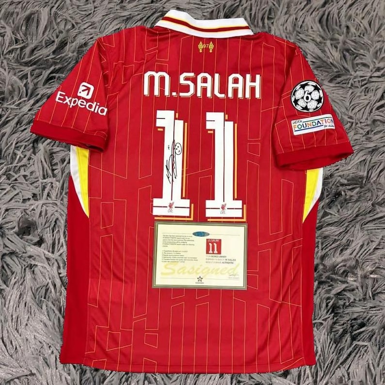 Mo Salah SIGNED Liverpool 24/25 Home Jersey/Shirt - COA - 2025 UCL 24/25
