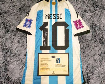 Lionel Messi ONDERTEKEND Argentinië WORLD Cup thuisshirt/shirt - COA - 2022