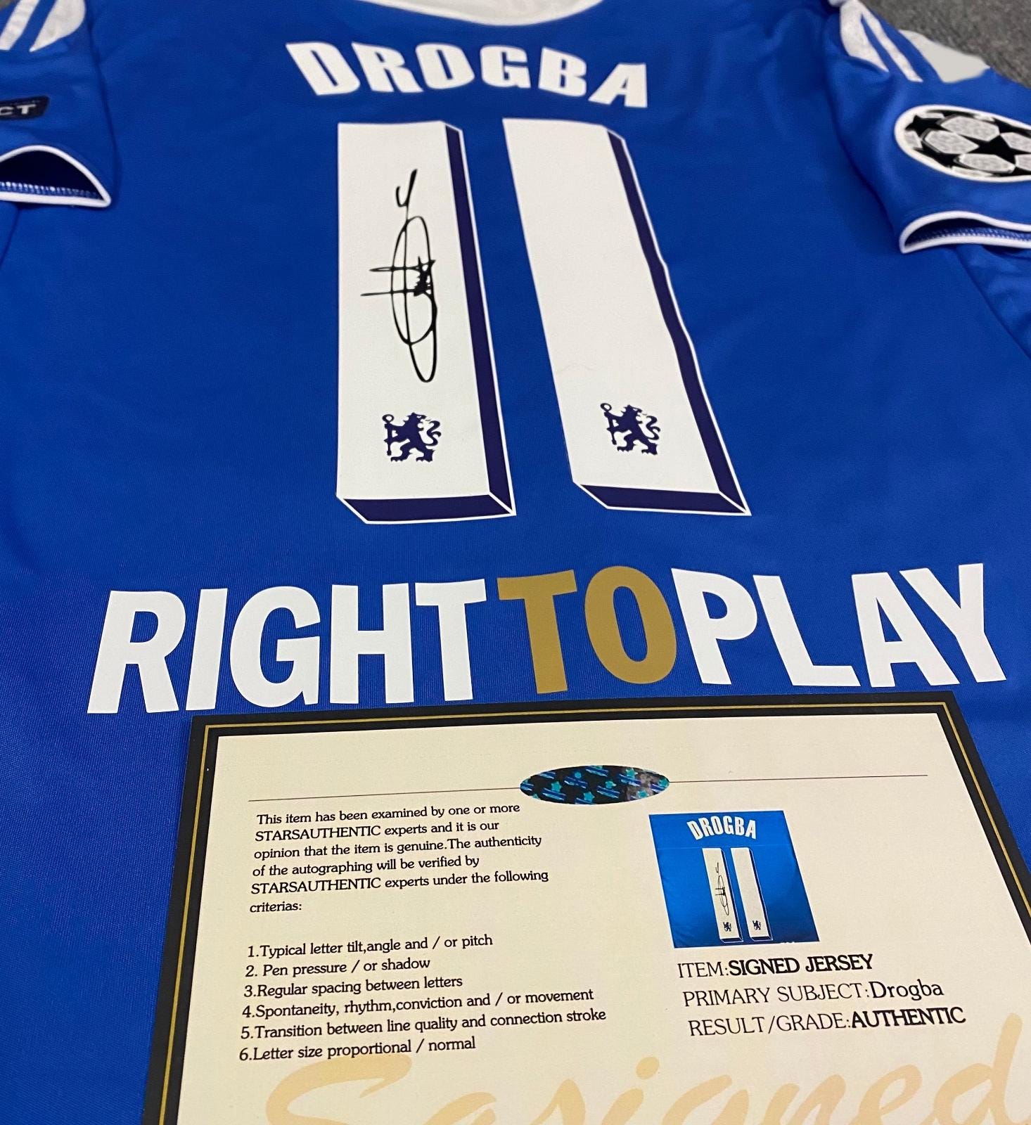 Didier Drogba SIGNED Chelsea UCL Final 11/12 Home Jersey/shirt
