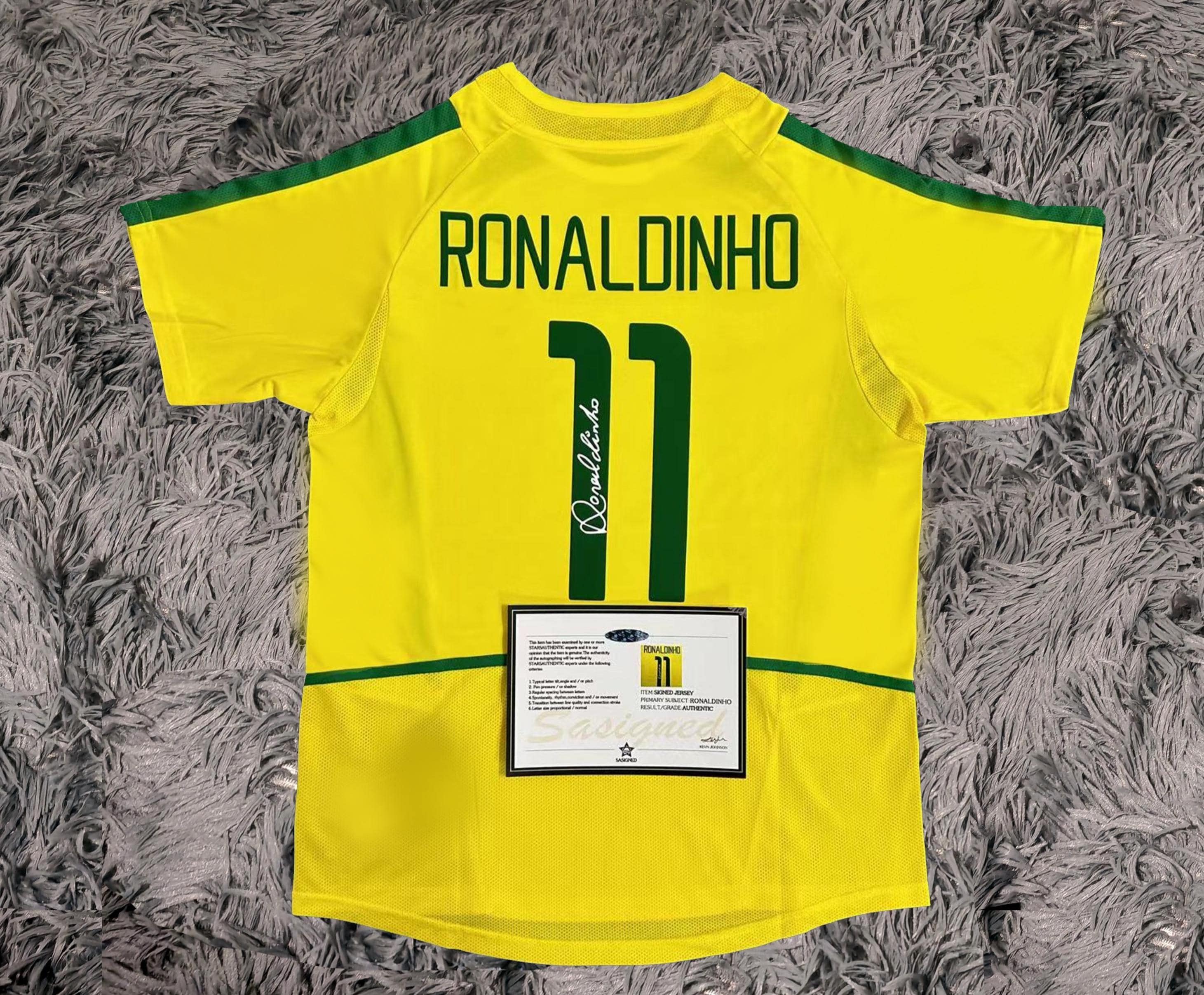 Ronaldinho Gaúcho SIGNED Brazil 02/03 Home Jersey/shirt - COA