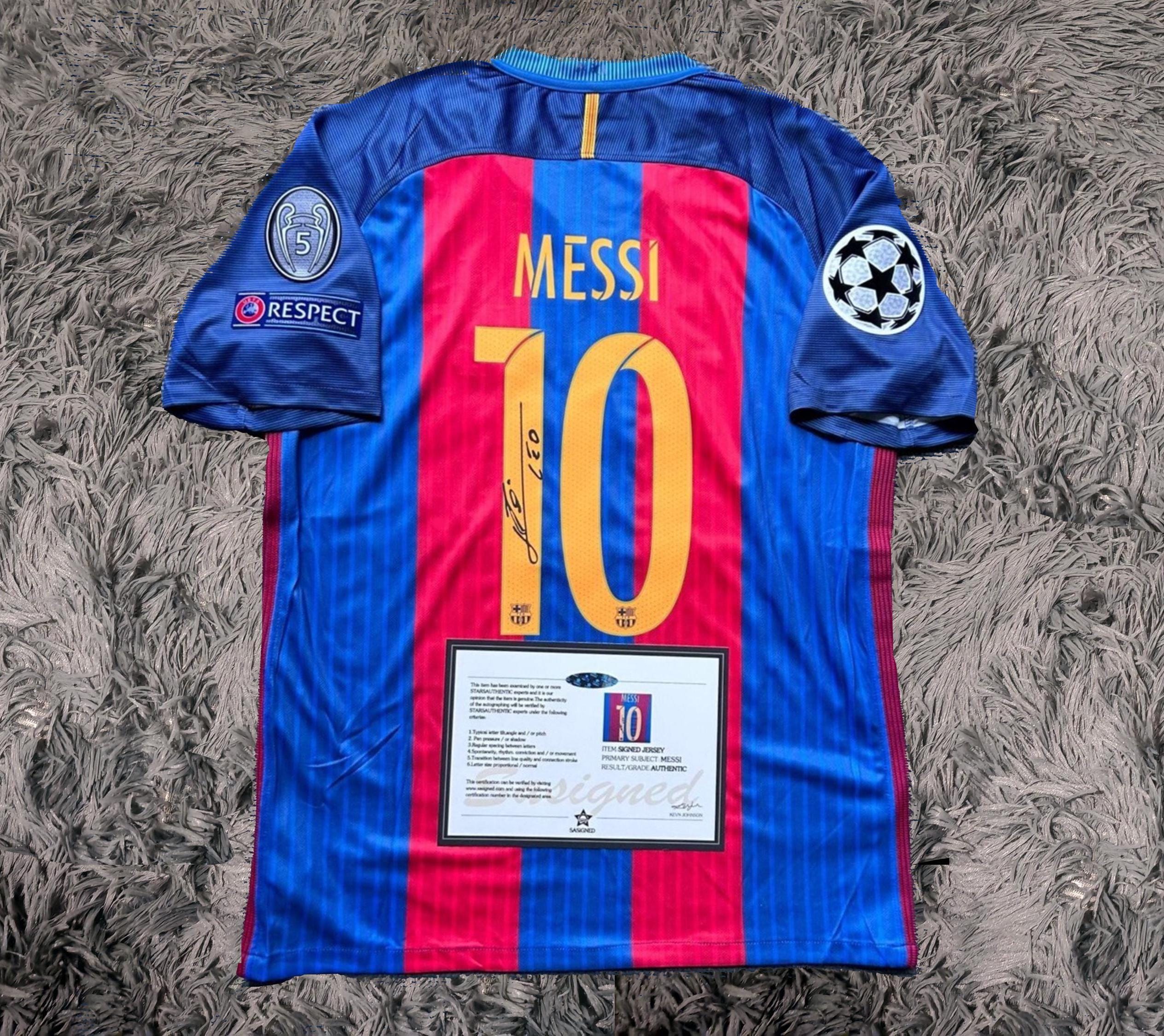 メッシ サイン入り FCバルセロナ ジャージ Mサイズ メッシ サイン入り FCバルセロナ ジャージ 10番 - メルカリ