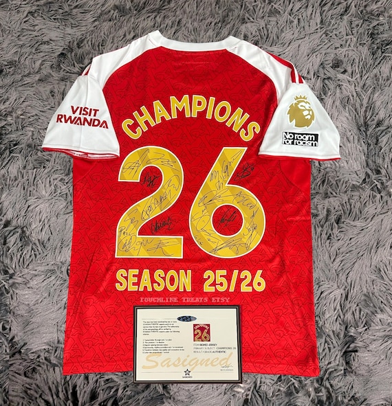 Arsenal FULL 2025 SIGNED Champions Team Squad Signature Jersey