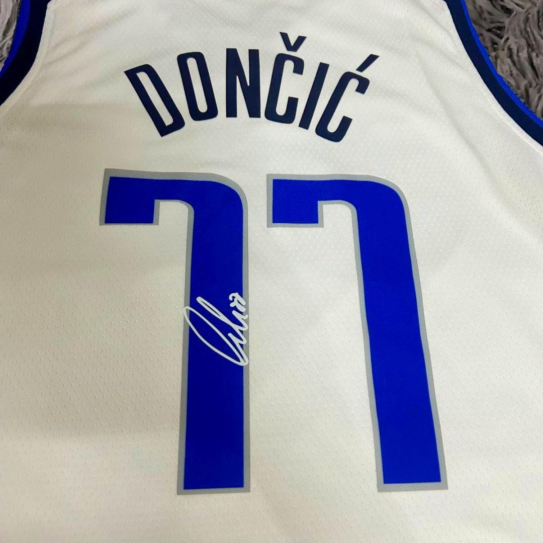 Luka Doncic SIGNED Dončić Signature Dallas Mavericks White Shirt