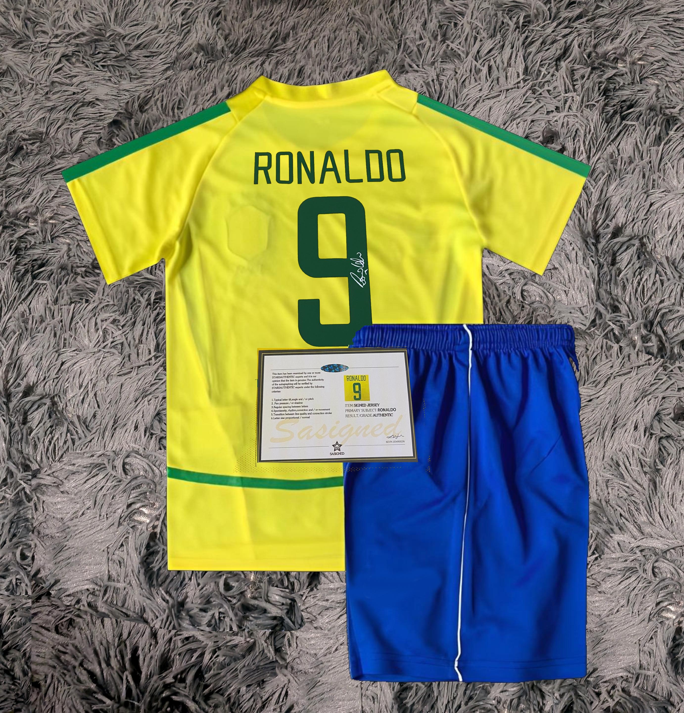 Ronaldo R9 SIGNED Brazil 01/02 World Cup Home Jersey/shirt - COA