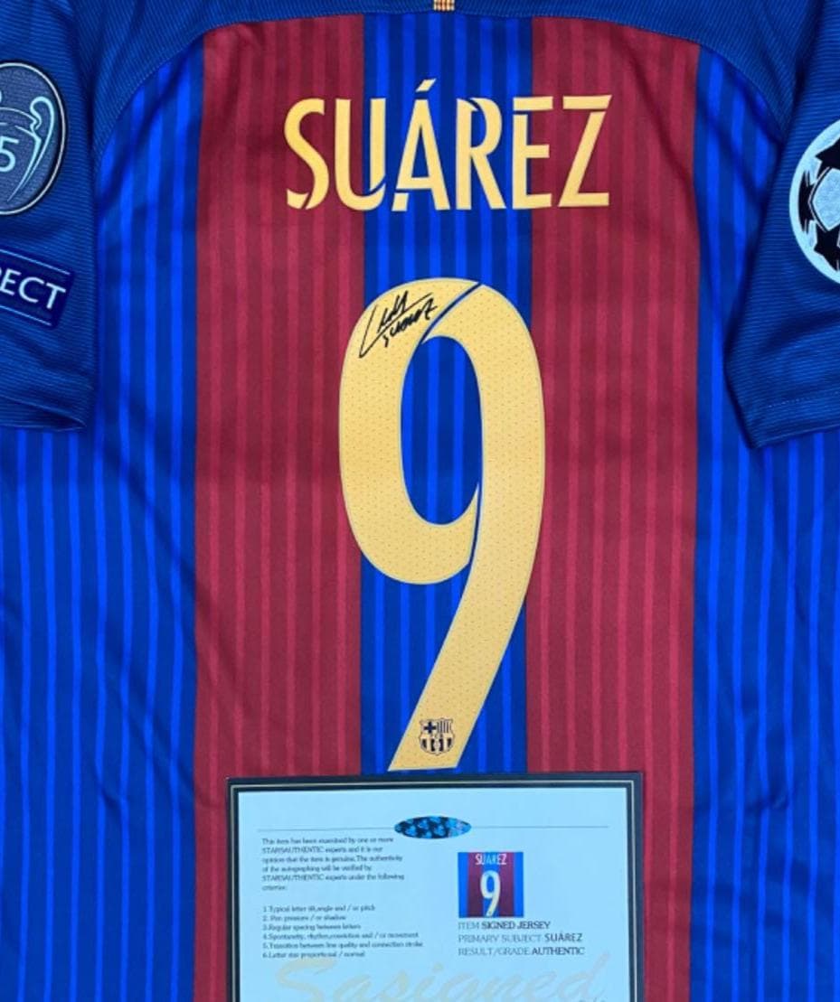 Luis Suarez SIGNED Barcelona 16/17 Home UCL Jersey/shirt - COA