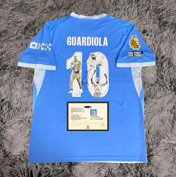 Pep Guardiola SIGNED Man City 25/26 FINAL Home Jersey/shirt - COA