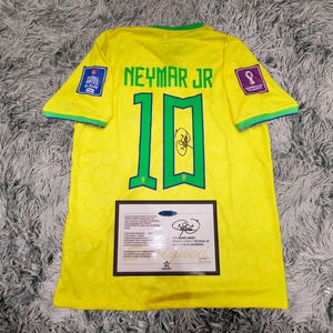 Neymar Jr SIGNED Brazil World Cup Home Jersey/Shirt - COA - 2026 2022