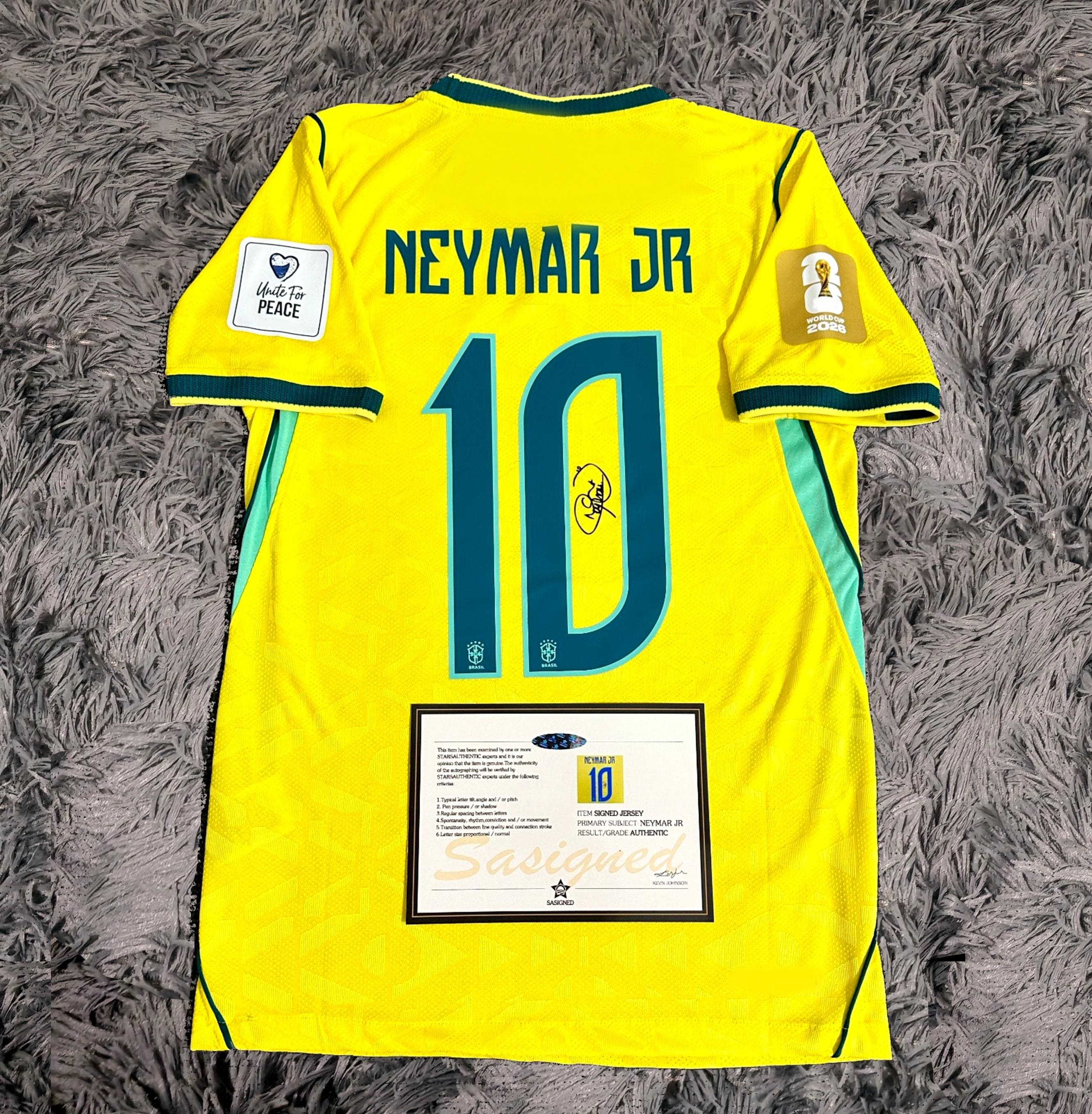Neymar Jr SIGNED Brazil World Cup Home Jersey/shirt - COA - 2026