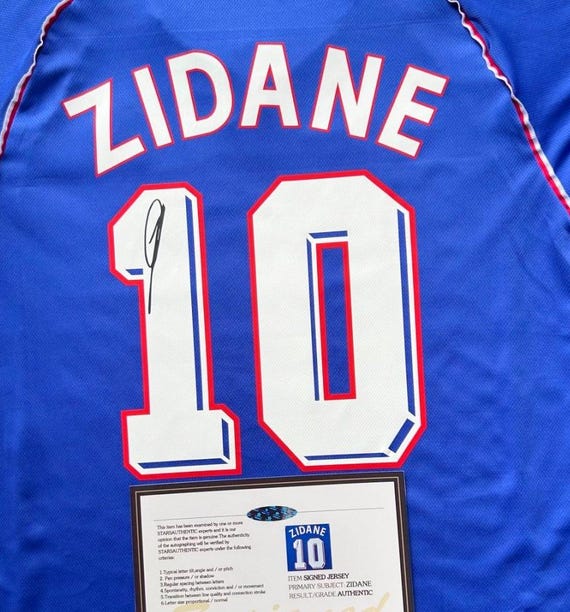 Zinedine Zidane SIGNED France 97/98 Home Jersey/shirt - COA - 1998